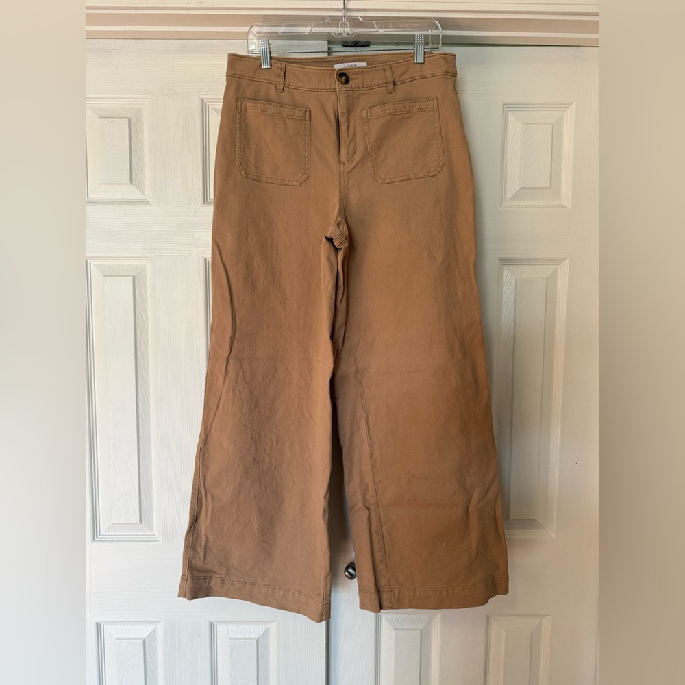 LOFT Palmer Wide Leg Pants in Khaki Tan Twill